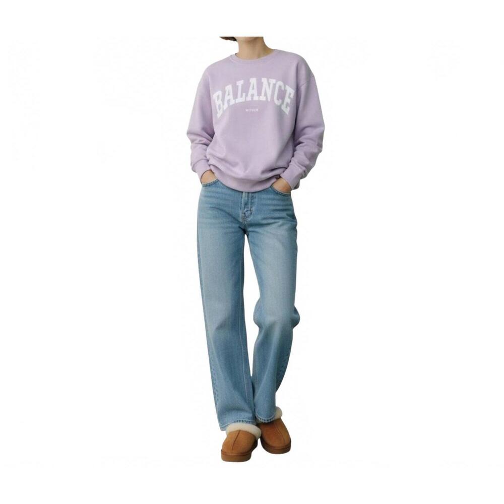 NEW AMBAR balance fleece sweatshirt top in purple